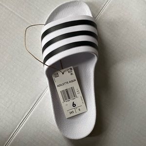 Adidas Adilette Aqua Slides - Size 5/6 - White NWT